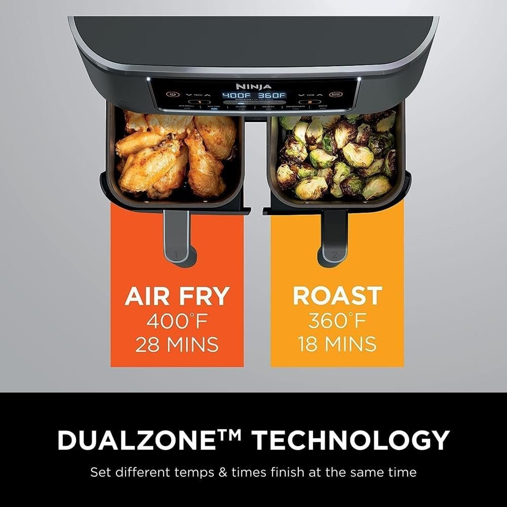 Best Dual Basket Air Fryer, dual-zone air fryer, Ninja Foodi 6-in-1, large capacity air fryer, two-basket air fryer